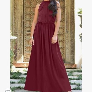 XL Dark Red / Maroon / Wedding Guest / Bridesmaid Dress -Floor length halter top